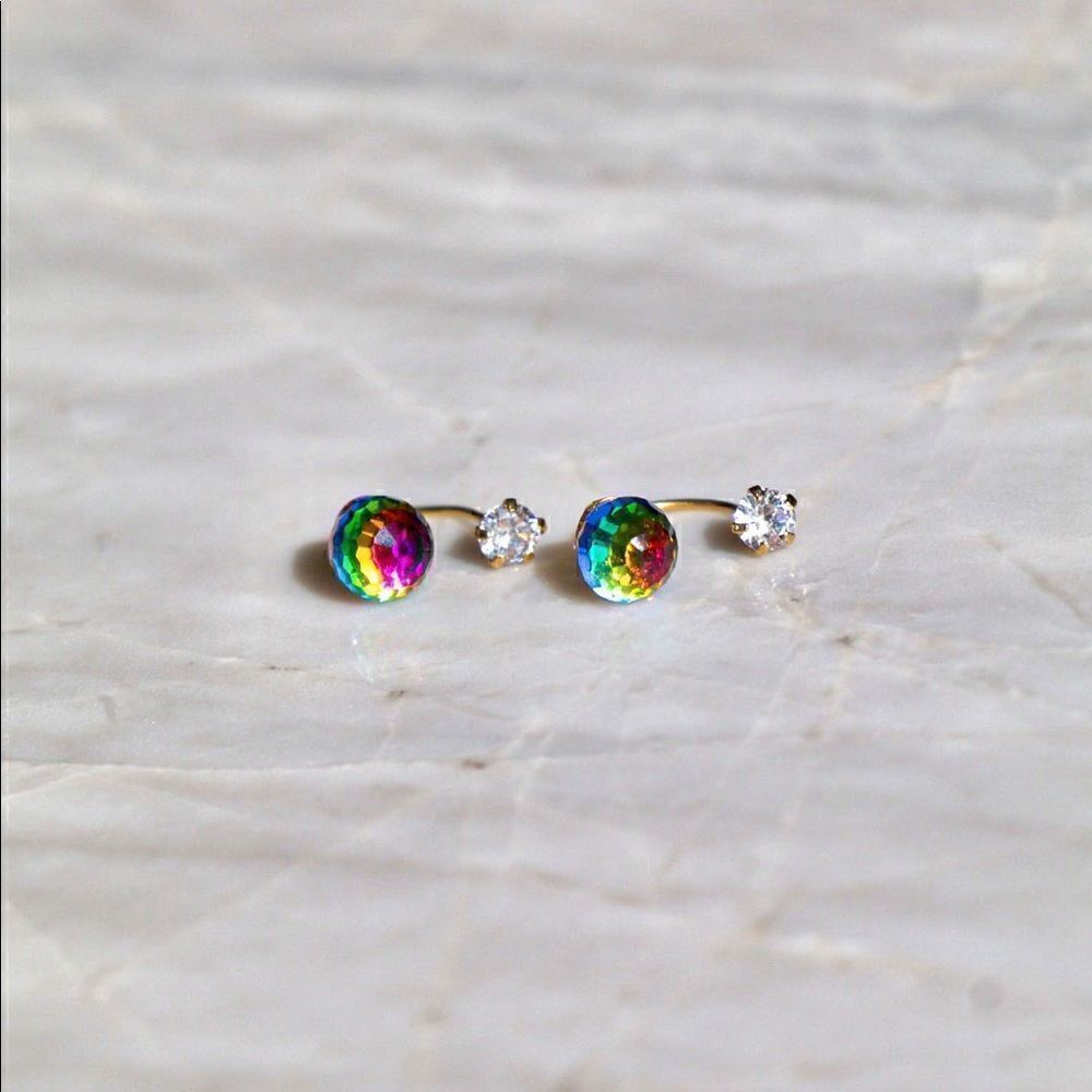 14k solid gold rainbow earrings perfect gift